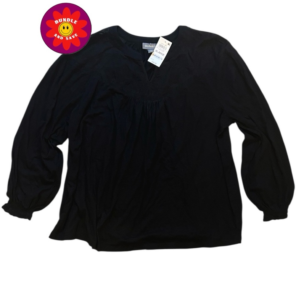 Style & Co. Black Women's Lace detailed Blouse